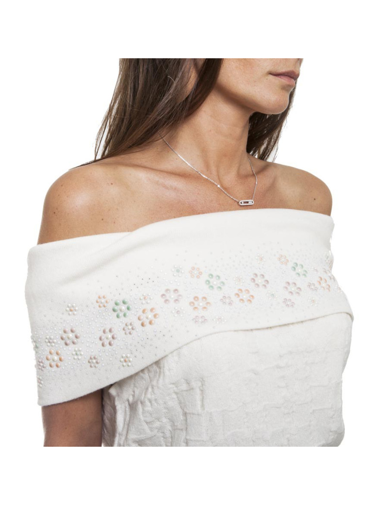 pULL SANS MANCHE chanel t 40 cachemire écru