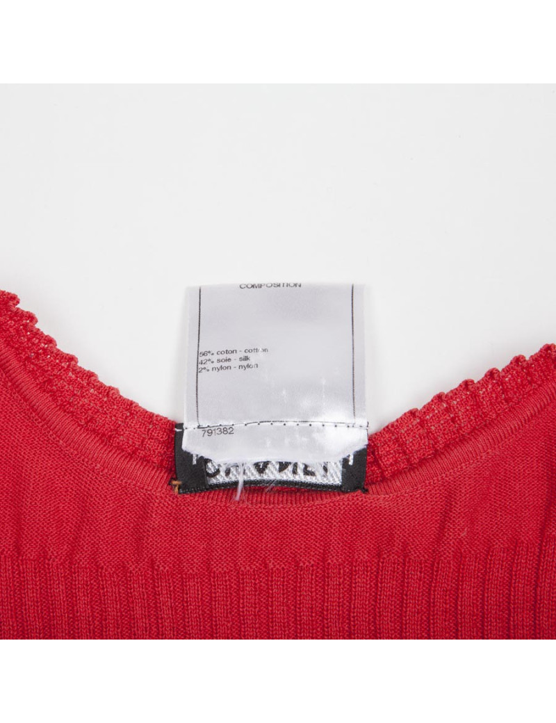 CHANEL tank top in red stretch cotton size 36FR