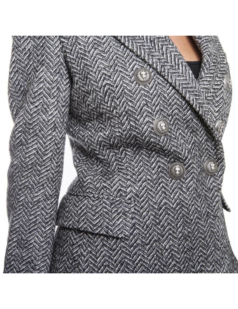 Veste BALMAIN T 40 FR laine grise et noire