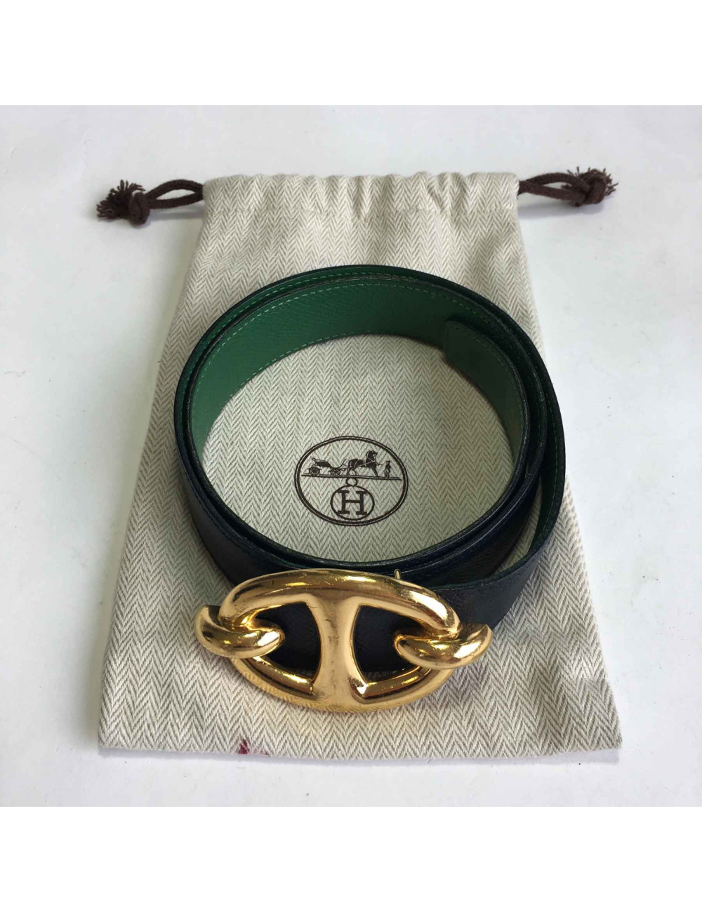 Ceinture t   HERMES réversible ver et bleu nuit