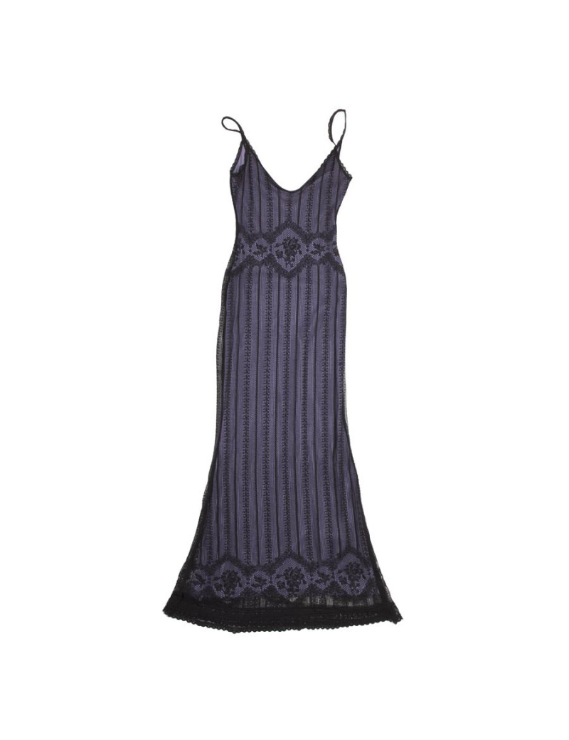 Robe CHRISTIAN DIOR T S violette et dentelle noire