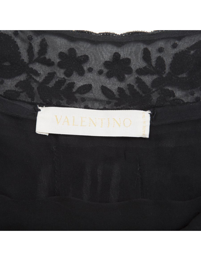 Robe VALENTINO T 40 en soie noire, perles et sequins