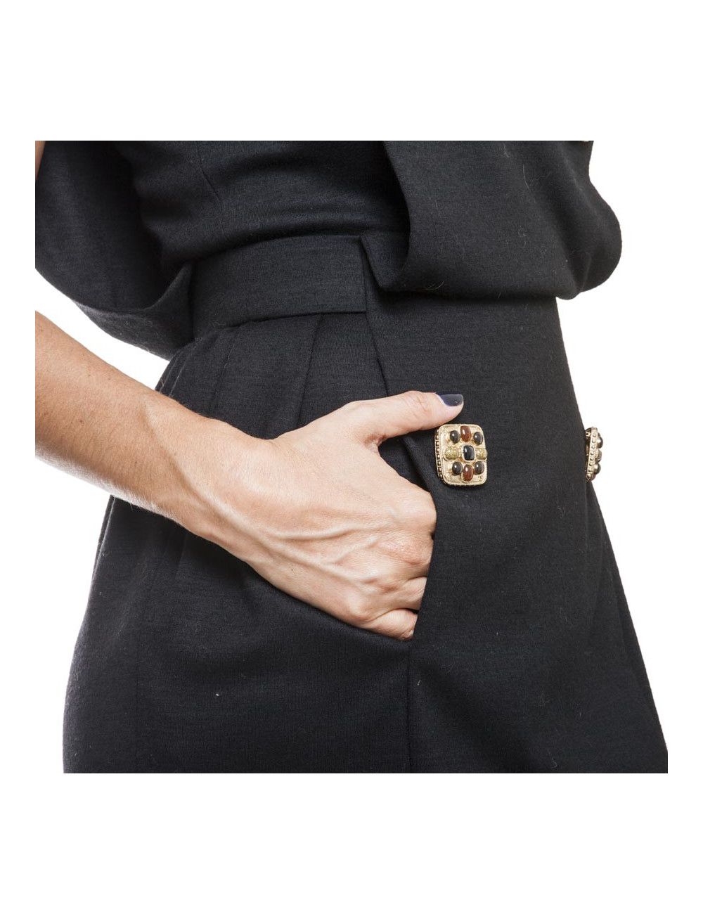 Chanel black jersey dress T.34