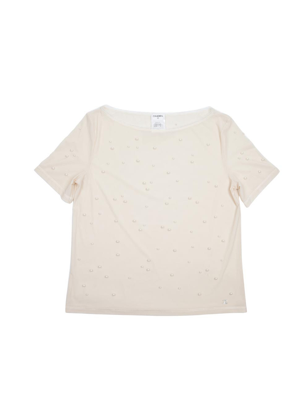 Blouse CHANEL sans manches avec perles blanches