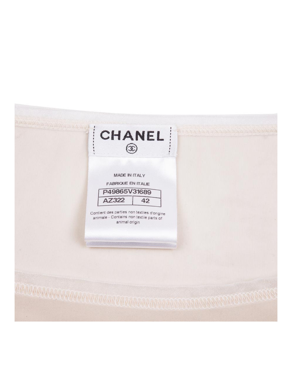 Blouse CHANEL sans manches avec perles blanches