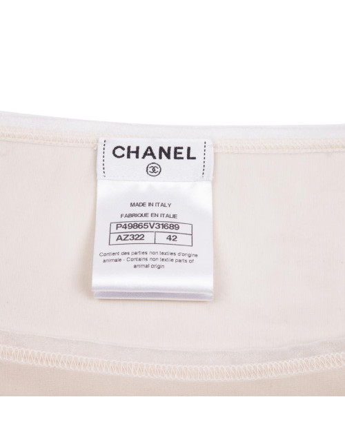 Blouse CHANEL sans manches avec perles blanches