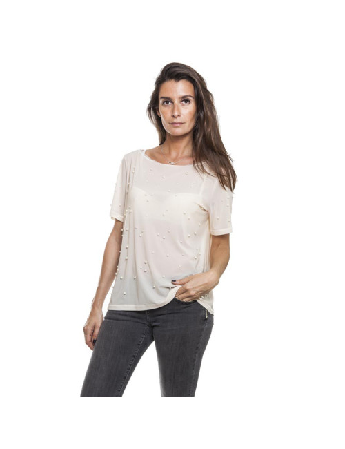 Blouse CHANEL sans manches avec perles blanches