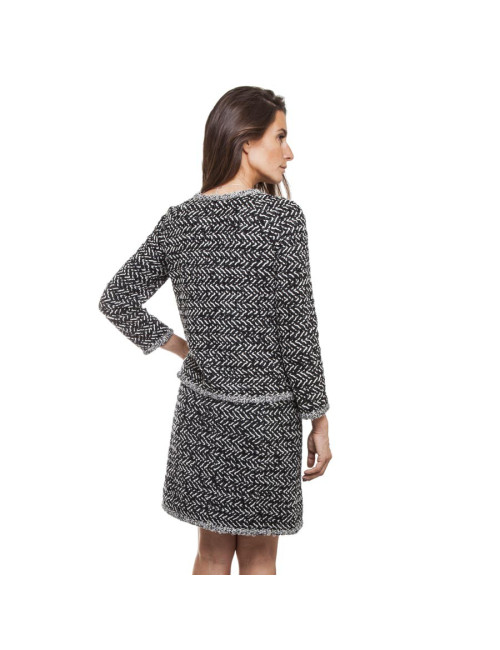 Ensemble CHANEL T 36 tweed gris et blanc