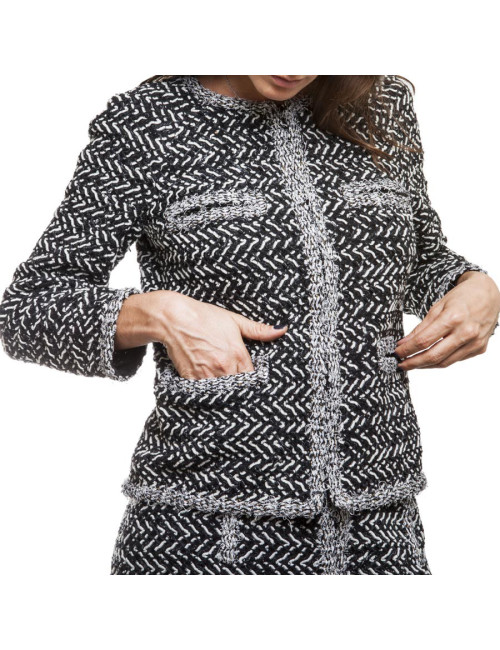 Ensemble CHANEL T 36 tweed gris et blanc