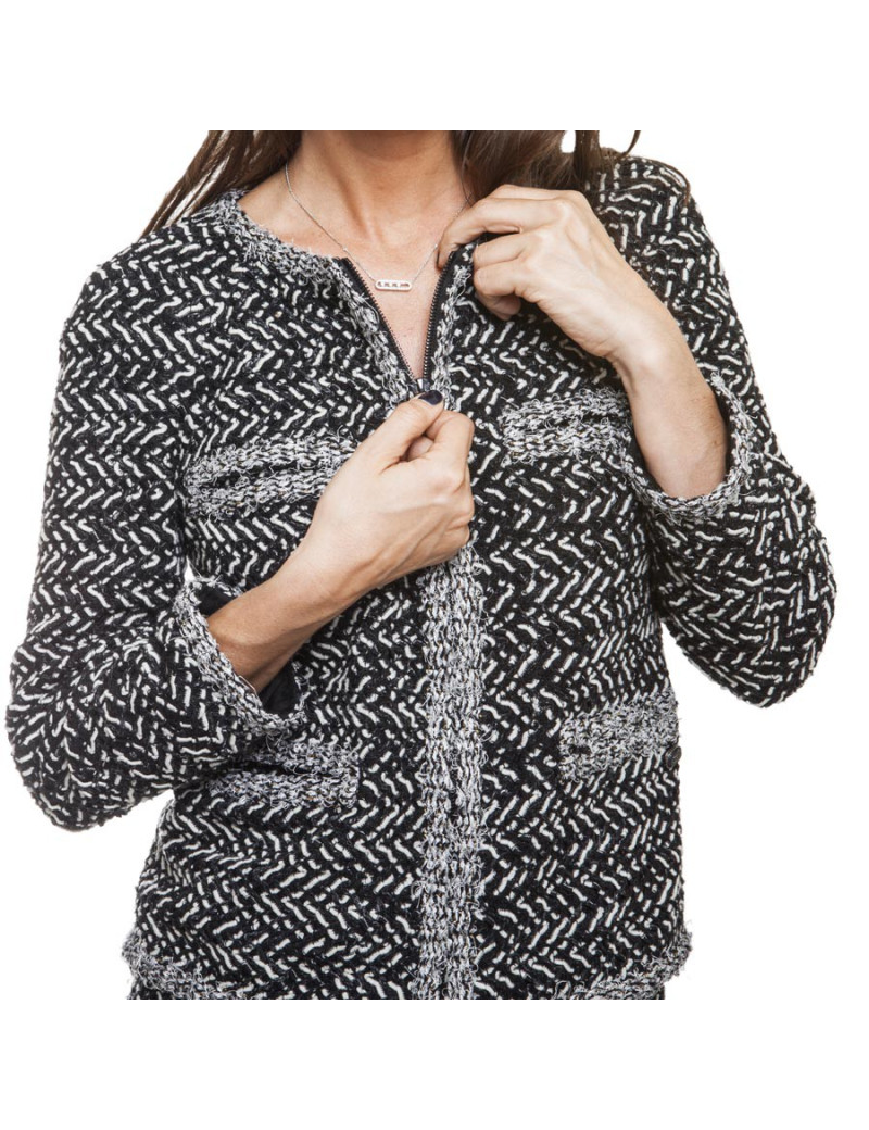 Ensemble CHANEL T 36 tweed gris et blanc