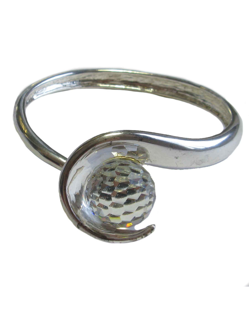 Bracelet métal argent" et boule facetée swarovski