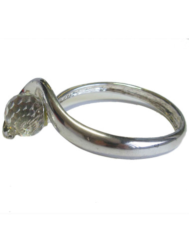 Bracelet métal argent" et boule facetée swarovski 2