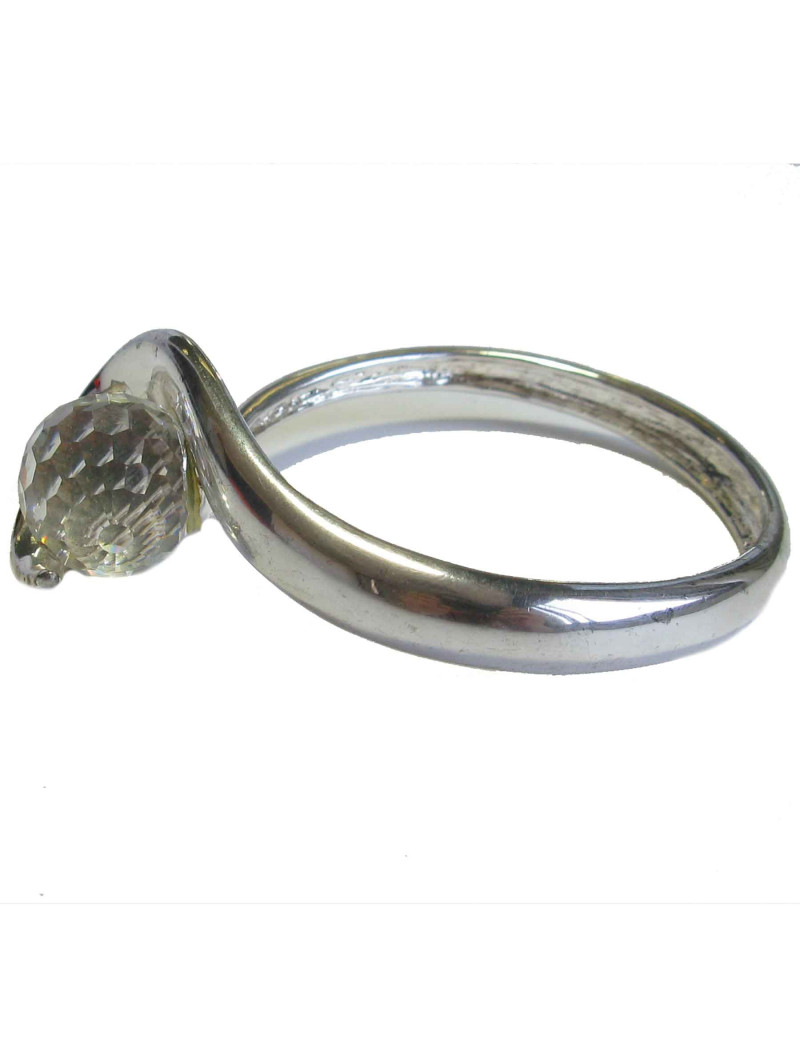 Unsigned Silver metal bracelet with swarovski faceted ball