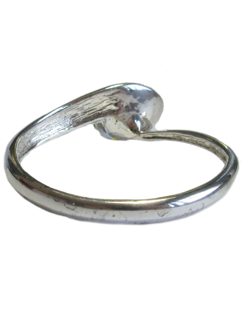 Bracelet non signé en métal argenté et boule facettée Swarovski