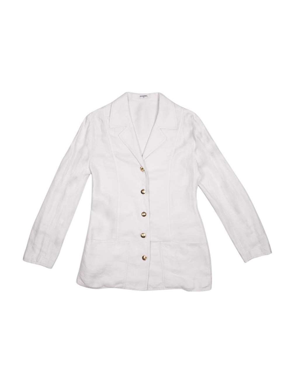 CHANEL Vintage jacket in ecru linen size 38FR