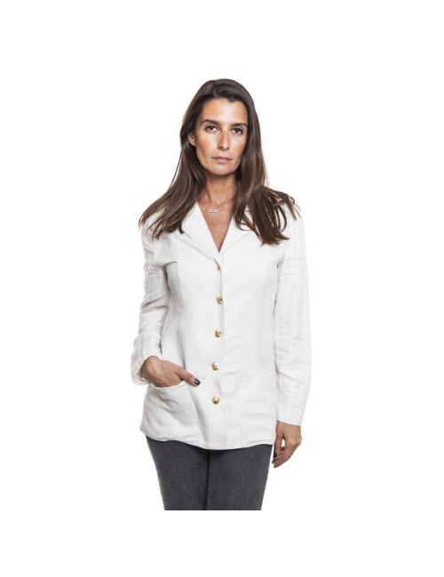 CHANEL Vintage jacket in ecru linen size 38FR