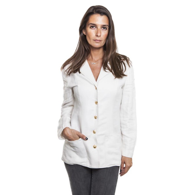 Chanel Vintage Safari Beige Linen Silk Toile Jacket 
