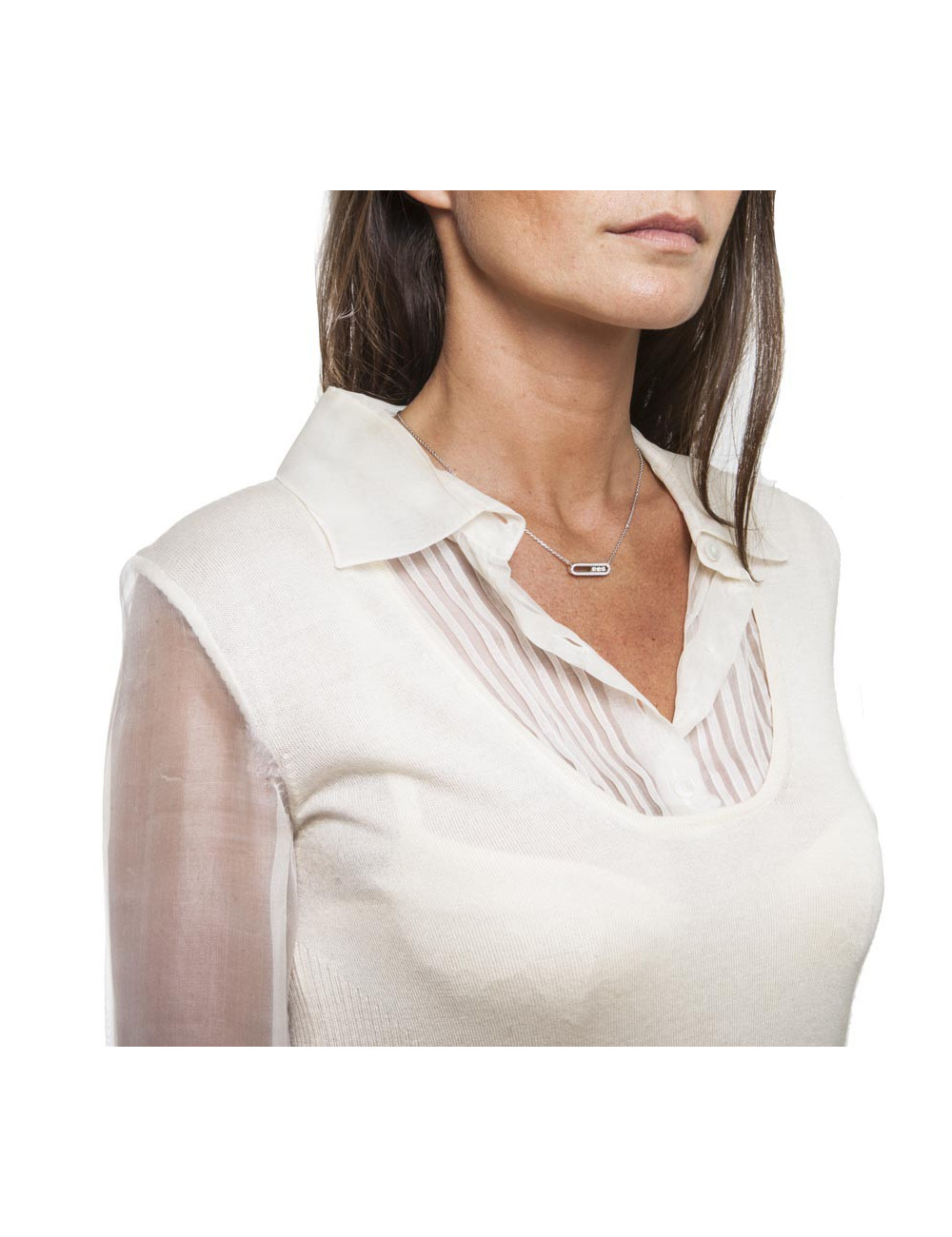 CHANEL shirt in ecru cashmere and silk size 38FR