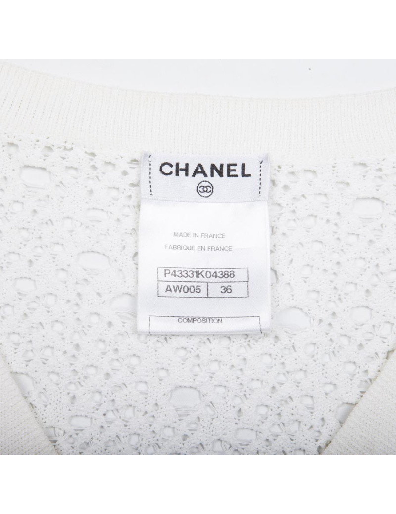 Gilet CHANEL T 36 en mailles blanc