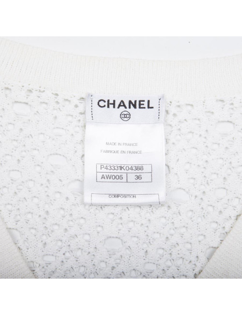 cardigan CHANEL T 36 en maille blanc