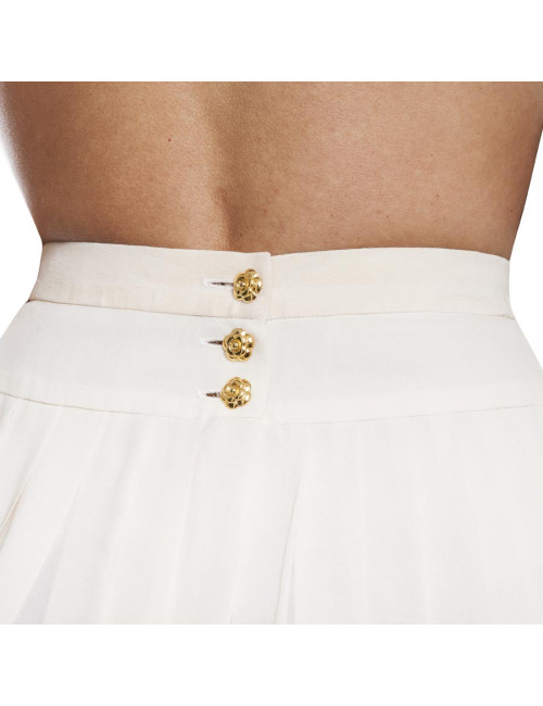 Jupe CHANEL en soie fluide et plissée écru