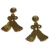 Boucles d'oreille clips F.VOLLE vintage en métal doré et résine bordeaux et violette