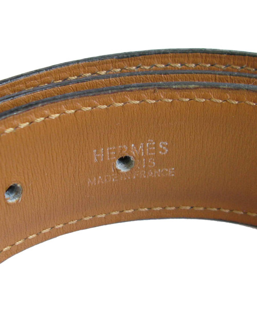 xxx Ceinture HERMES  T72 en cuir box bleu marine et fer à cheval clouté