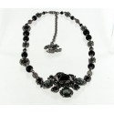 CHANEL necklace pearls and black stones