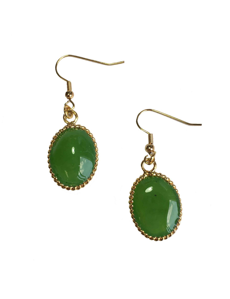 Boucles d'oreille Clous MARGUERITE DE VALOIS en pâte de verre vert clair