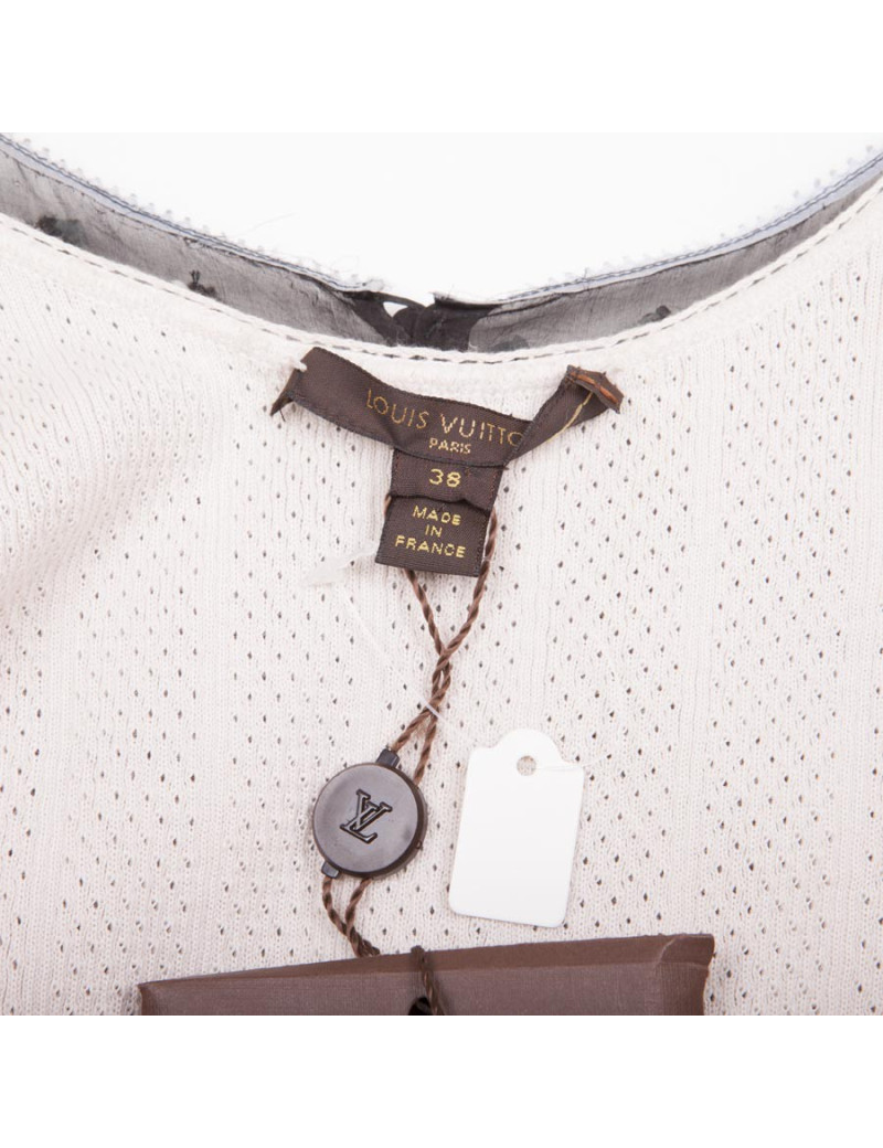 Robe LOUIS VUITTON T 38 FR en soie noire avec petites fleurs bleues