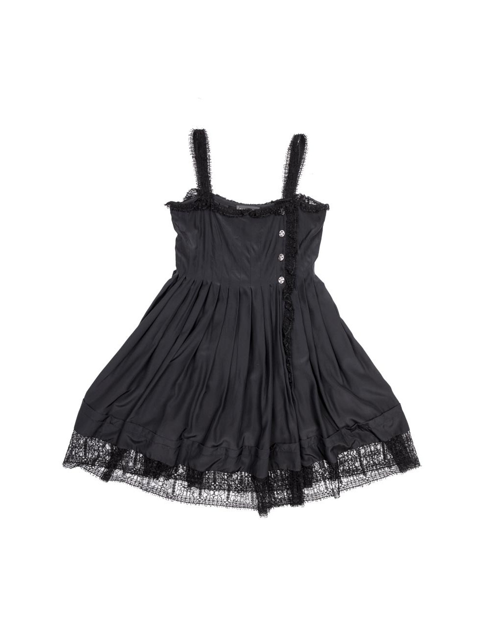 Robe portefeuille plissée  de cocktail CHANEL T 38 en soie noire