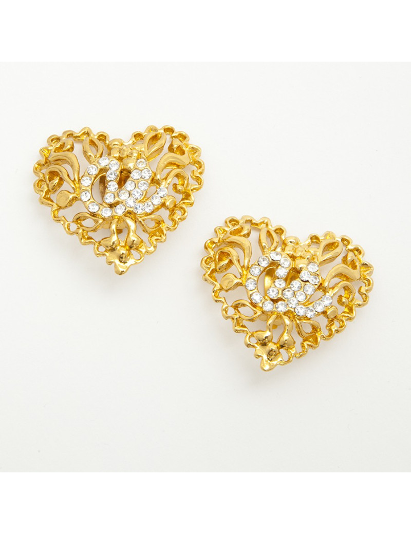 boucles d'oreille  clips CHRISTIAN LACROIX  coeur Vintage