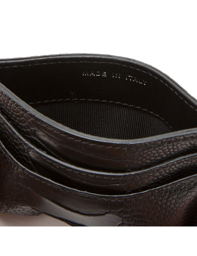 Porte-carte CHANEL en pâte d'autruche noir