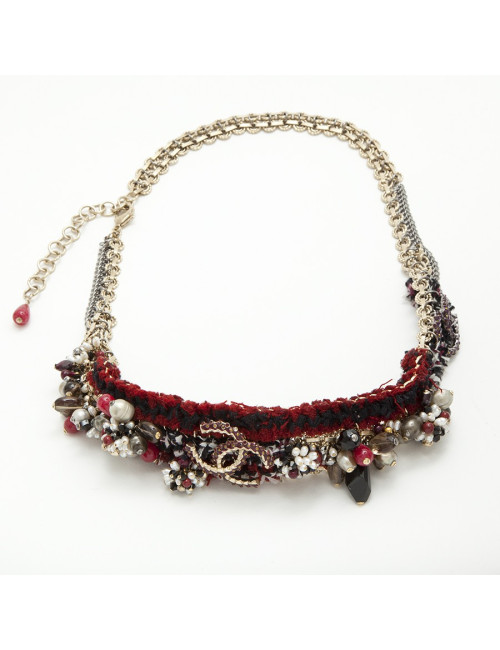 Peigne broche à cheveux CHANEL perles nacrées et strass