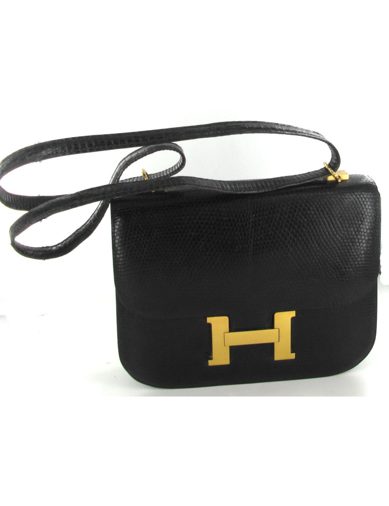 Sac HERMES constance 25 en serpent noir