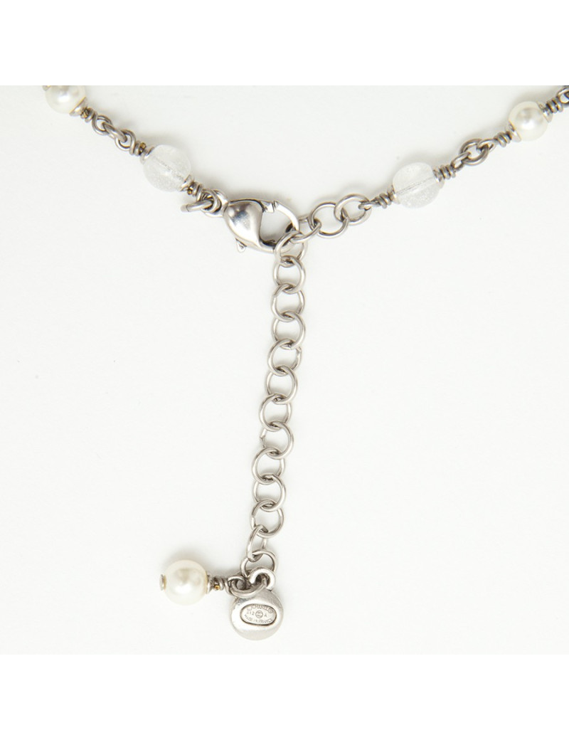 Collier CHANEL perles nacrées  et noires et strass