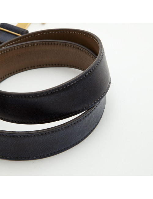Ceinture H  HERMES T  réversible bleu et gold Vintage 