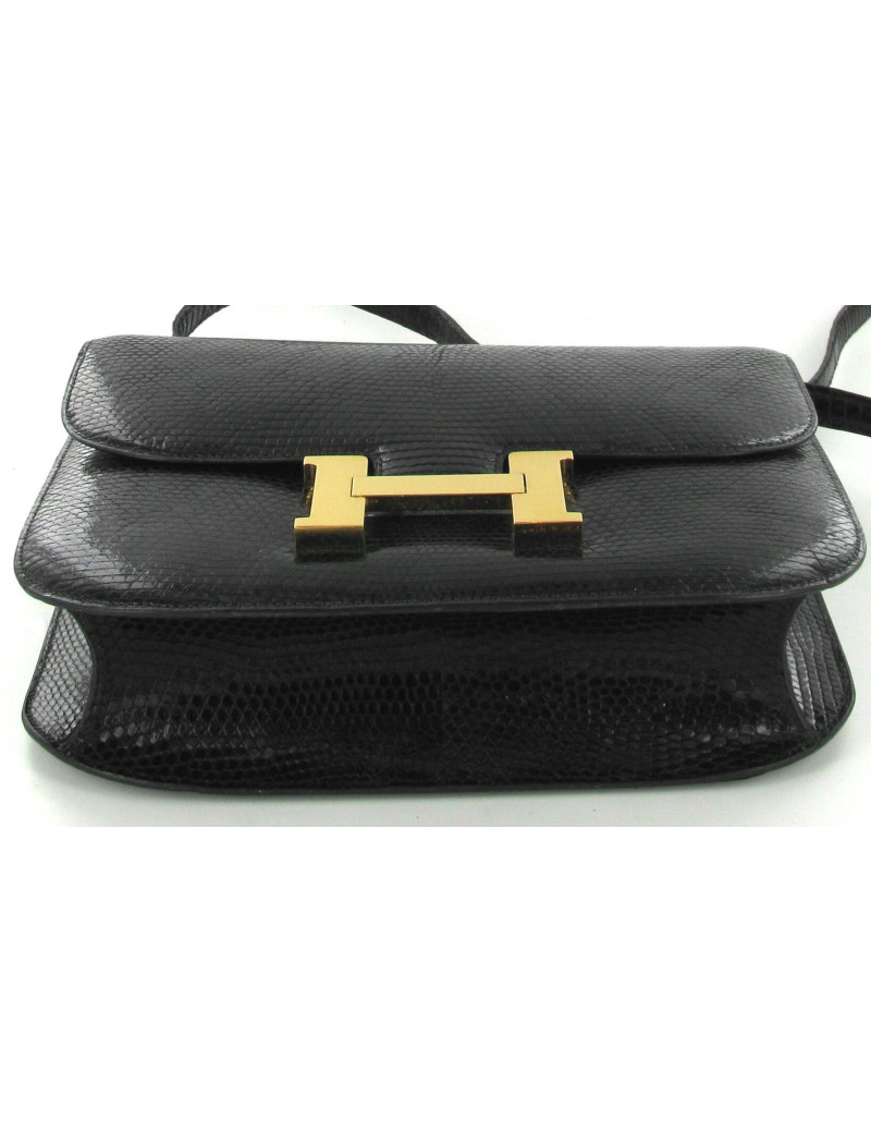 Sac HERMES constance 25 en serpent noir