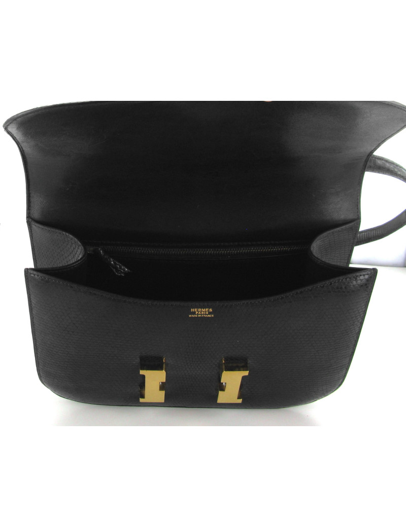 Sac HERMES constance 25 en serpent noir