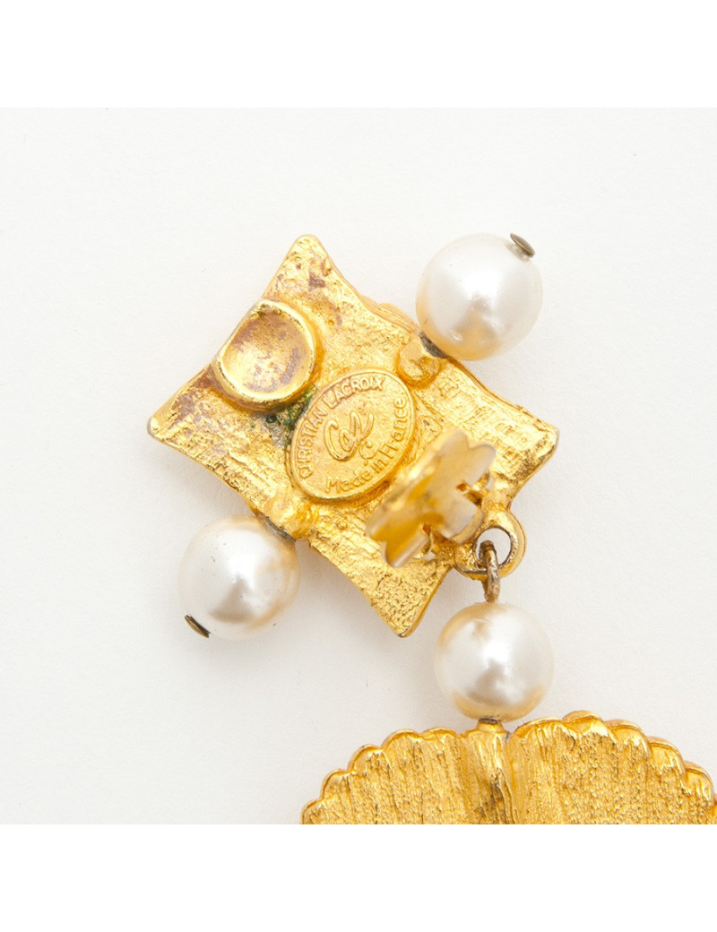  boucles d'oreille pendantes clips CHRISTIAN LACROIX Vintage