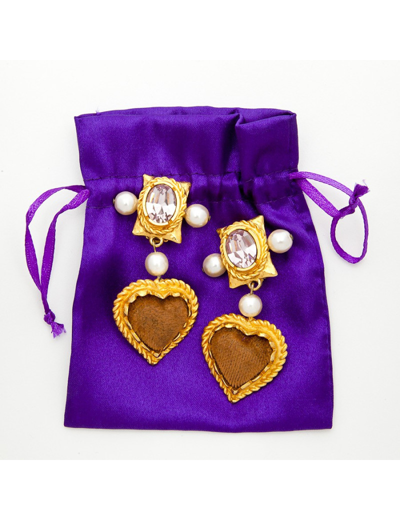  boucles d'oreille pendantes clips CHRISTIAN LACROIX Vintage