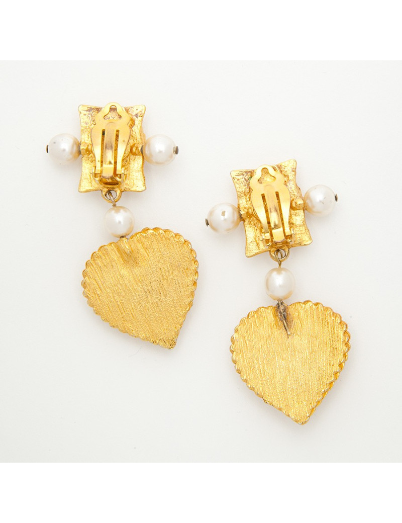  boucles d'oreille pendantes clips CHRISTIAN LACROIX Vintage