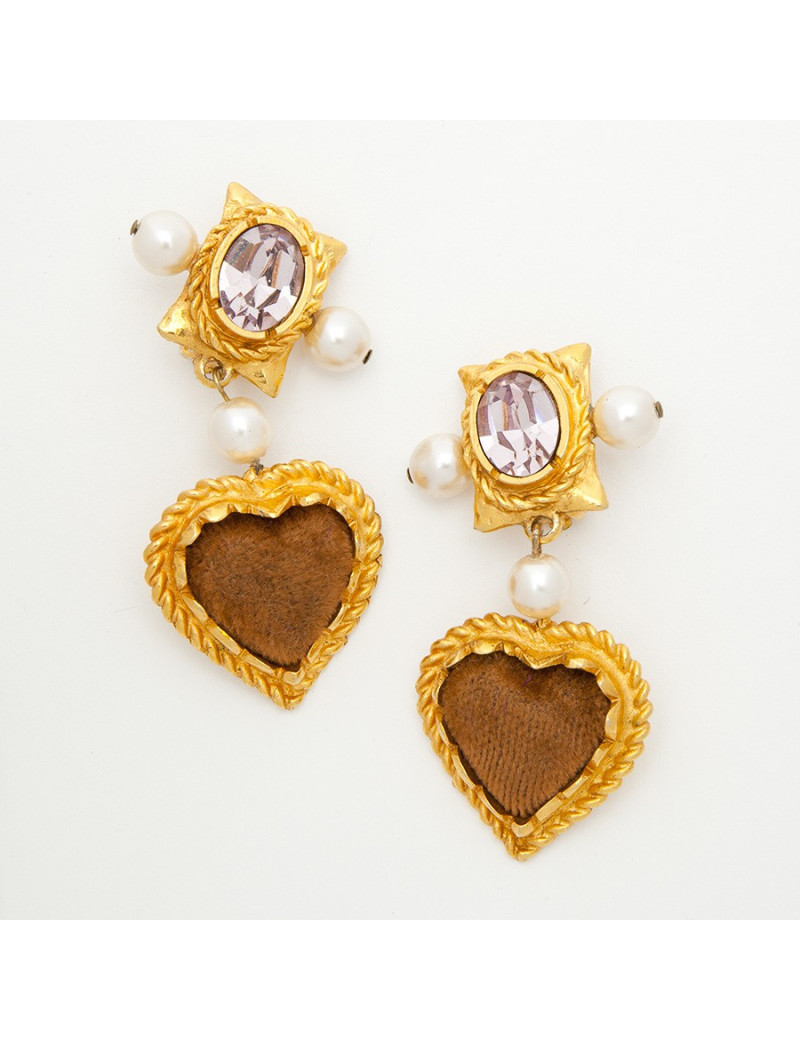  boucles d'oreille pendantes clips CHRISTIAN LACROIX Vintage