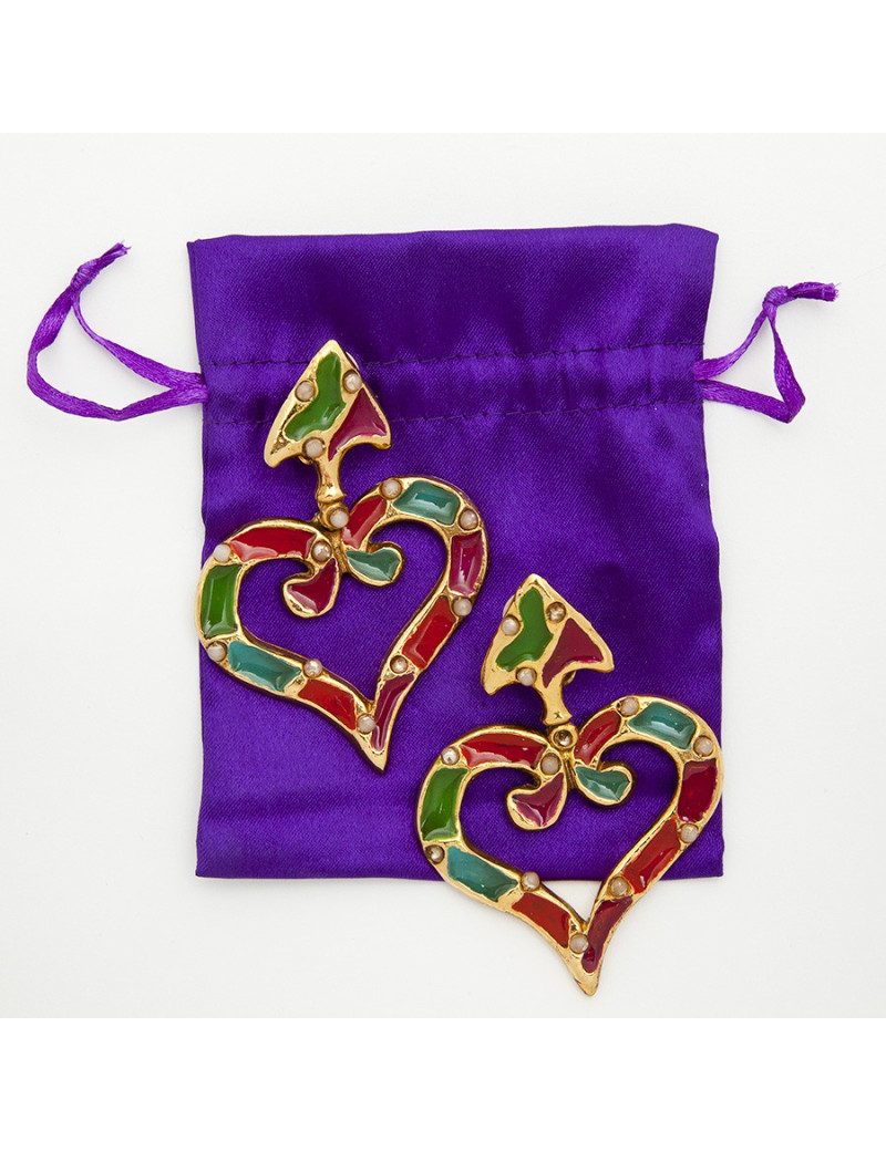 boucles d'oreille pendantes clips CHRISTIAN LACROIX Vintage