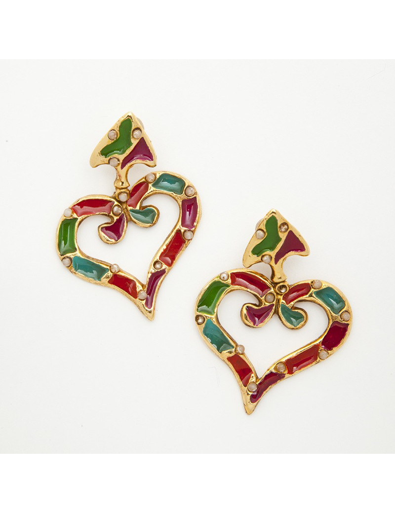 boucles d'oreille pendantes clips CHRISTIAN LACROIX Vintage