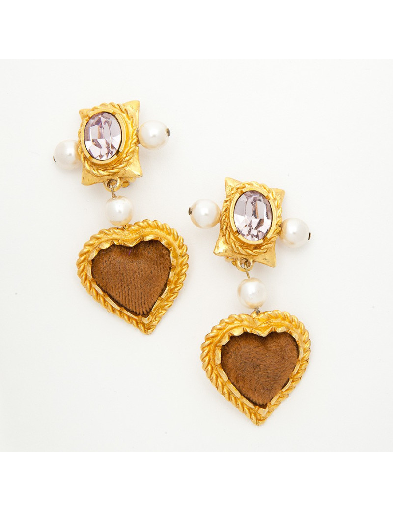  boucles d'oreille pendantes clips CHRISTIAN LACROIX Vintage