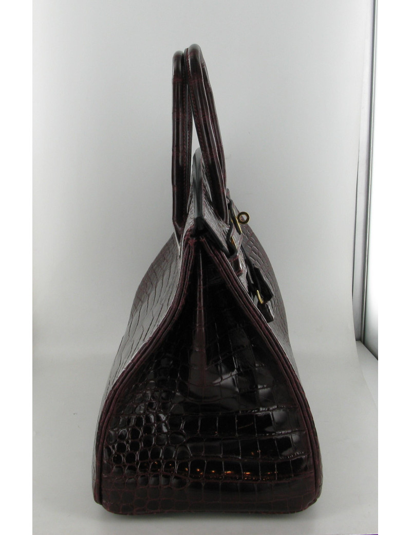 Sac HERMES birkin 35 prune croco porosus