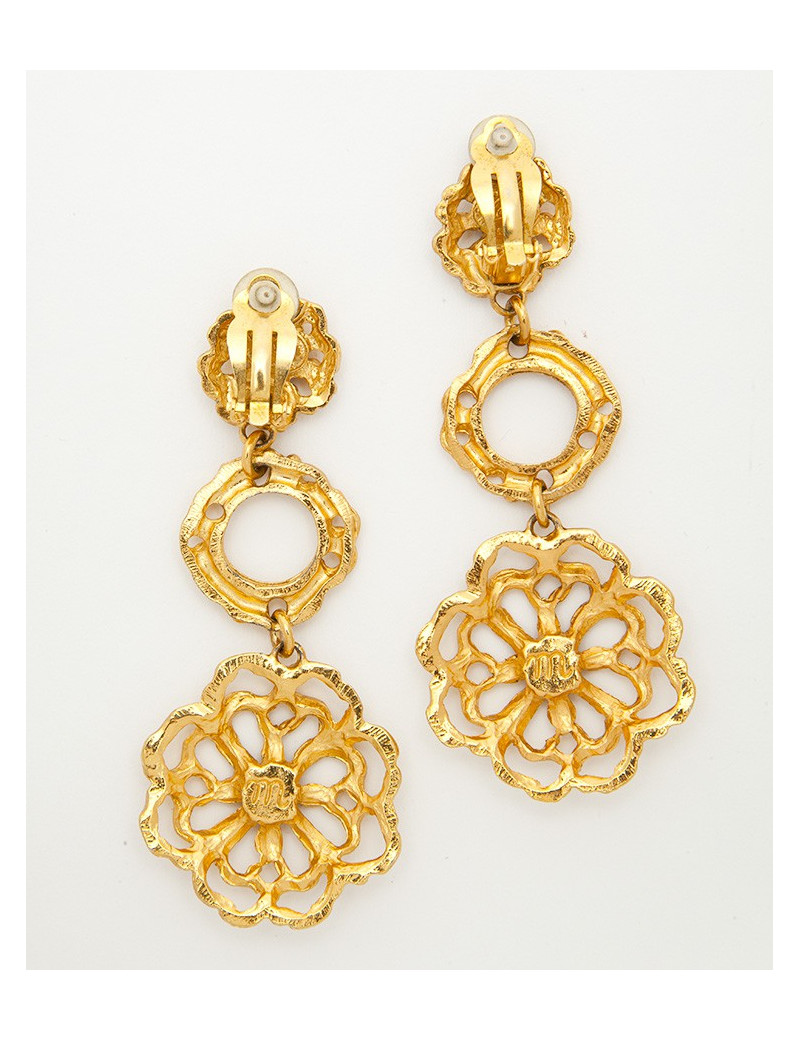 boucles d'oreille pendantes clips CHRISTIAN LACROIX Vintage