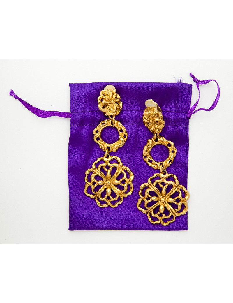 boucles d'oreille pendantes clips CHRISTIAN LACROIX Vintage