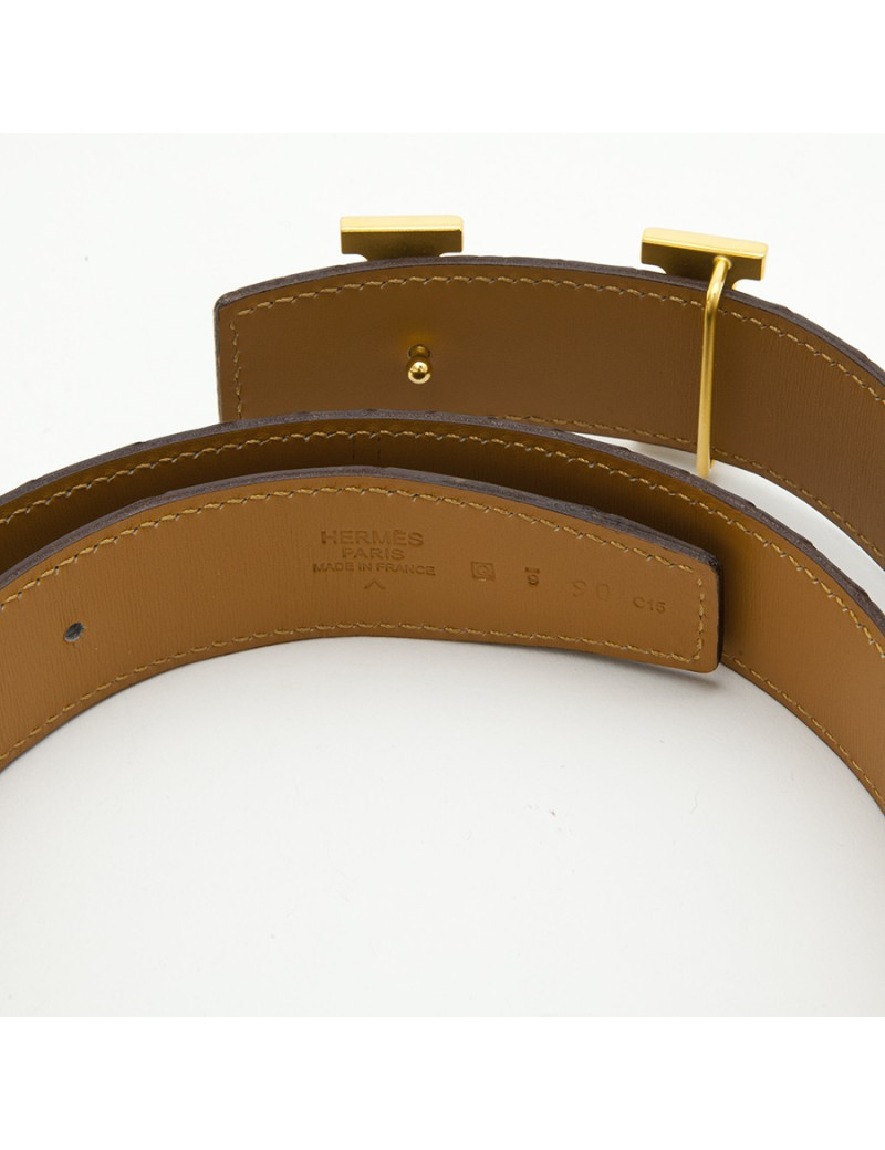 Ceinture H HERMES T 90 crocodile porosus marron